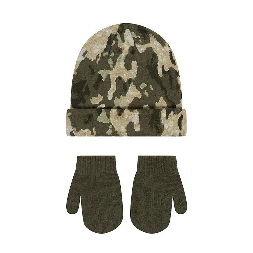 NWT |  Olive Green Toddler Nike Club Beanie & Mittens Set - 2T-4T